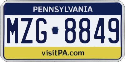 PA license plate MZG8849