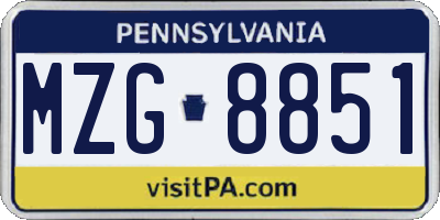 PA license plate MZG8851