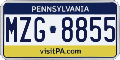 PA license plate MZG8855