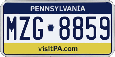 PA license plate MZG8859