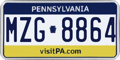 PA license plate MZG8864