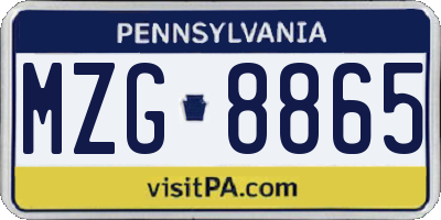 PA license plate MZG8865