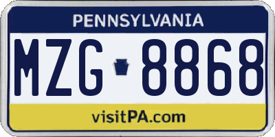 PA license plate MZG8868