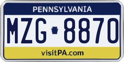PA license plate MZG8870