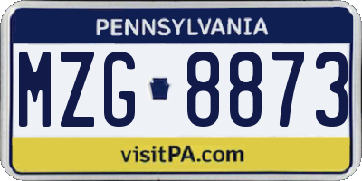 PA license plate MZG8873