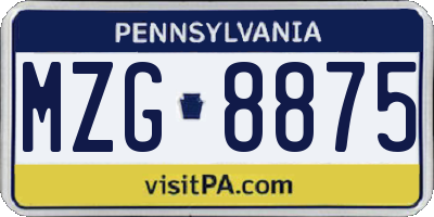 PA license plate MZG8875
