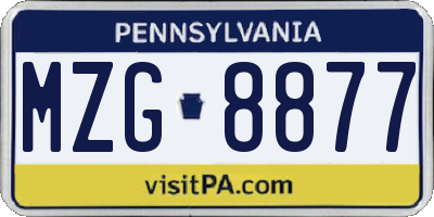PA license plate MZG8877