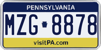 PA license plate MZG8878