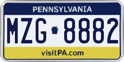 PA license plate MZG8882