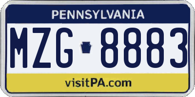 PA license plate MZG8883