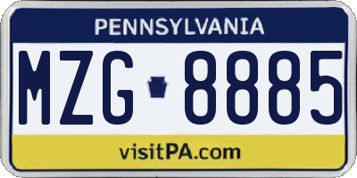 PA license plate MZG8885