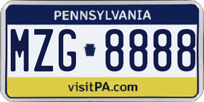 PA license plate MZG8888