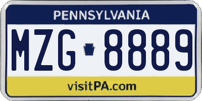 PA license plate MZG8889