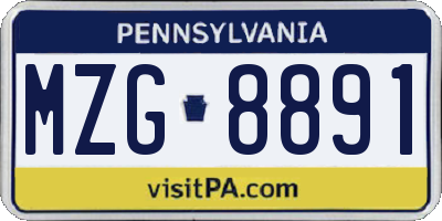 PA license plate MZG8891