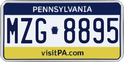 PA license plate MZG8895