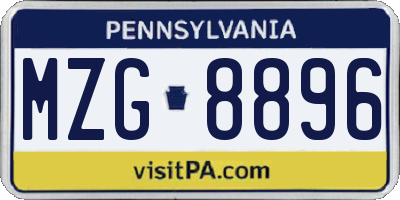 PA license plate MZG8896