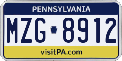 PA license plate MZG8912