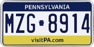 PA license plate MZG8914