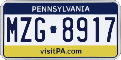 PA license plate MZG8917