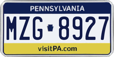 PA license plate MZG8927