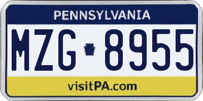 PA license plate MZG8955