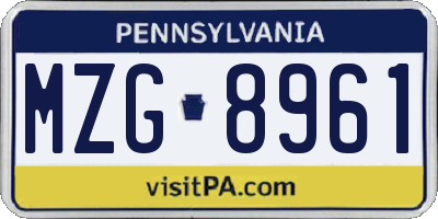 PA license plate MZG8961