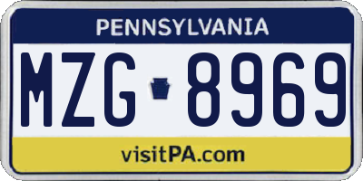 PA license plate MZG8969