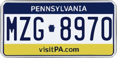 PA license plate MZG8970