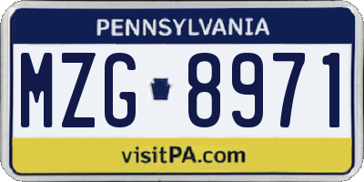 PA license plate MZG8971