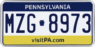 PA license plate MZG8973