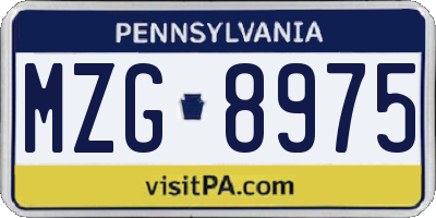 PA license plate MZG8975
