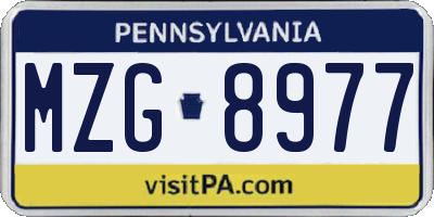 PA license plate MZG8977