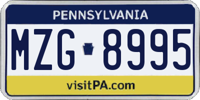 PA license plate MZG8995