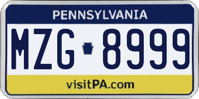 PA license plate MZG8999