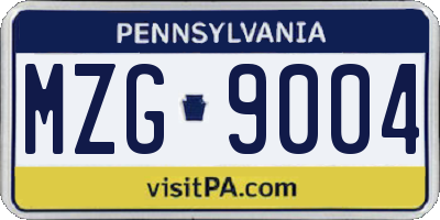 PA license plate MZG9004