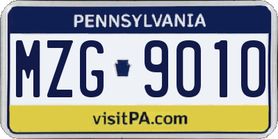 PA license plate MZG9010