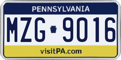 PA license plate MZG9016