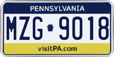 PA license plate MZG9018