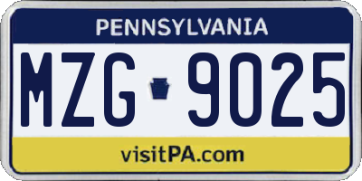 PA license plate MZG9025