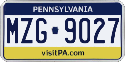 PA license plate MZG9027