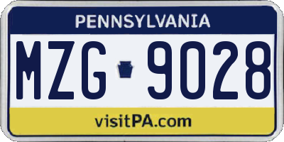 PA license plate MZG9028