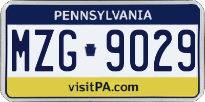 PA license plate MZG9029