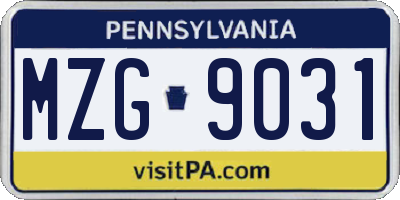 PA license plate MZG9031