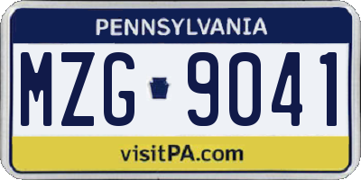 PA license plate MZG9041