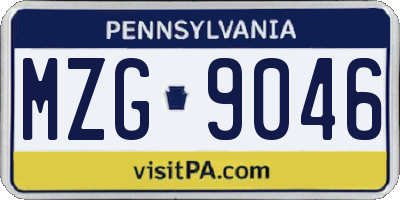 PA license plate MZG9046