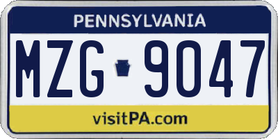 PA license plate MZG9047
