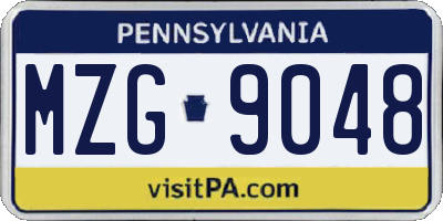PA license plate MZG9048