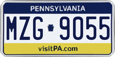 PA license plate MZG9055