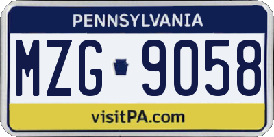 PA license plate MZG9058