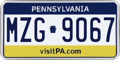PA license plate MZG9067